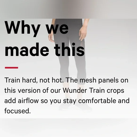 🖤NEW LULULEMON WUNDER TRAIN MESH PANEL CROP 21” - Picture 6 of 12